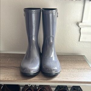 UGG Charcoal Glossy Rain Boots